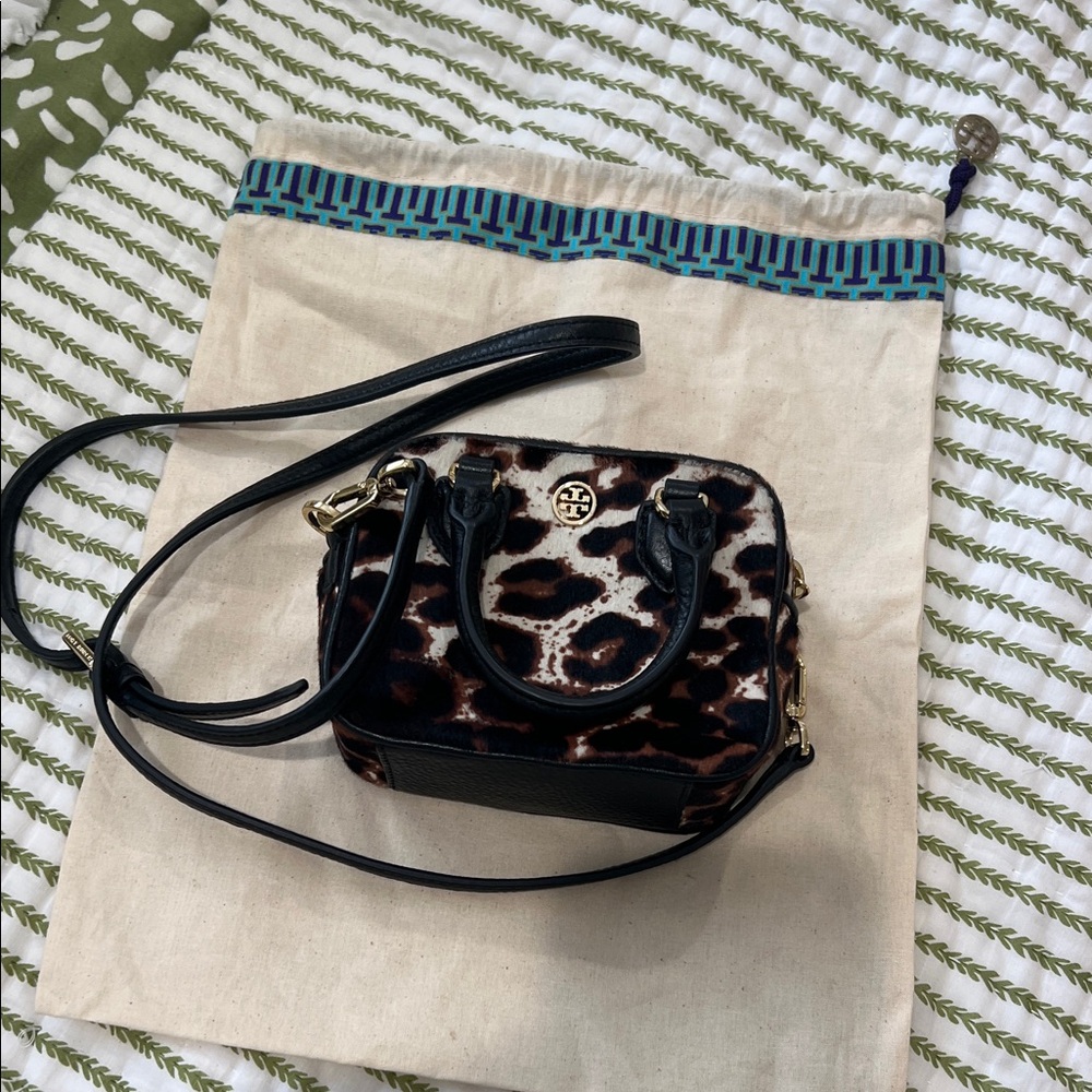 Tory Burch Leopard Calf Hair Mini Crossbody